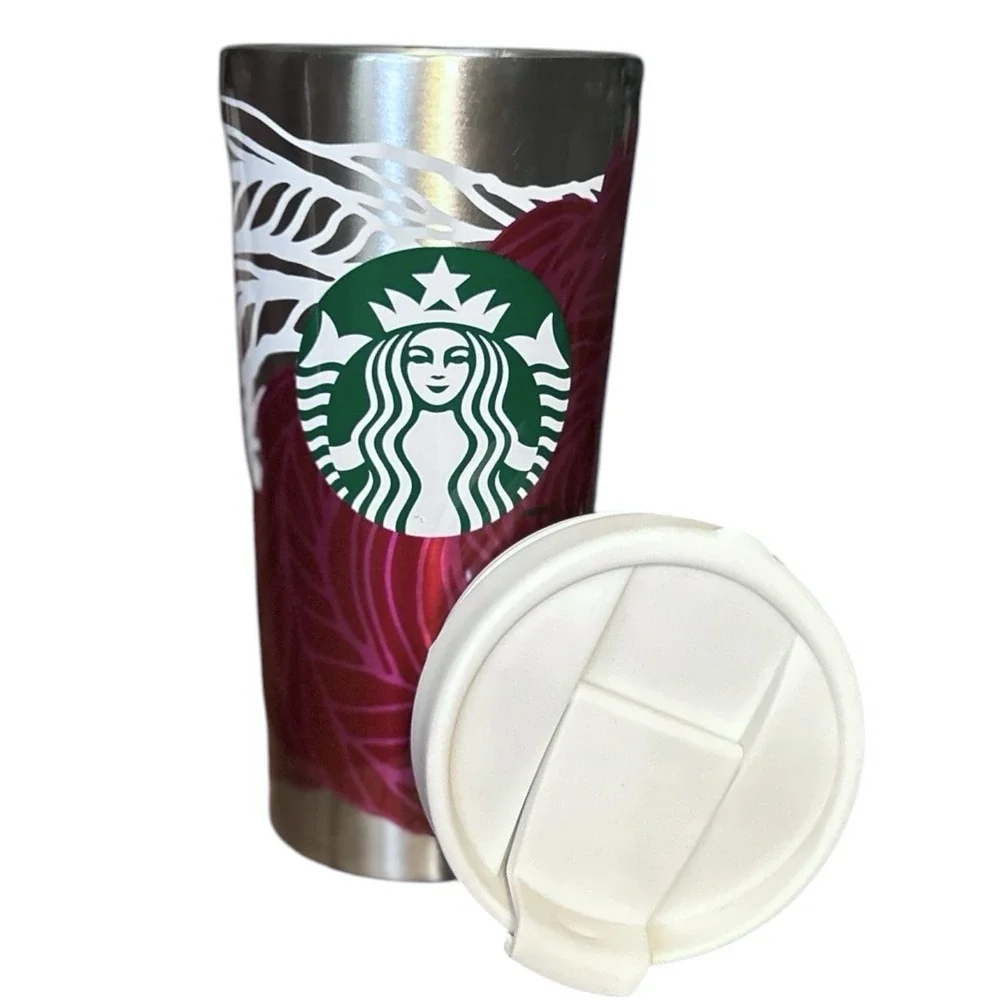 2014 STARBUCKS Stainless Steel Travel Tumbler Mug & Lid 16 oz Holiday Christmas